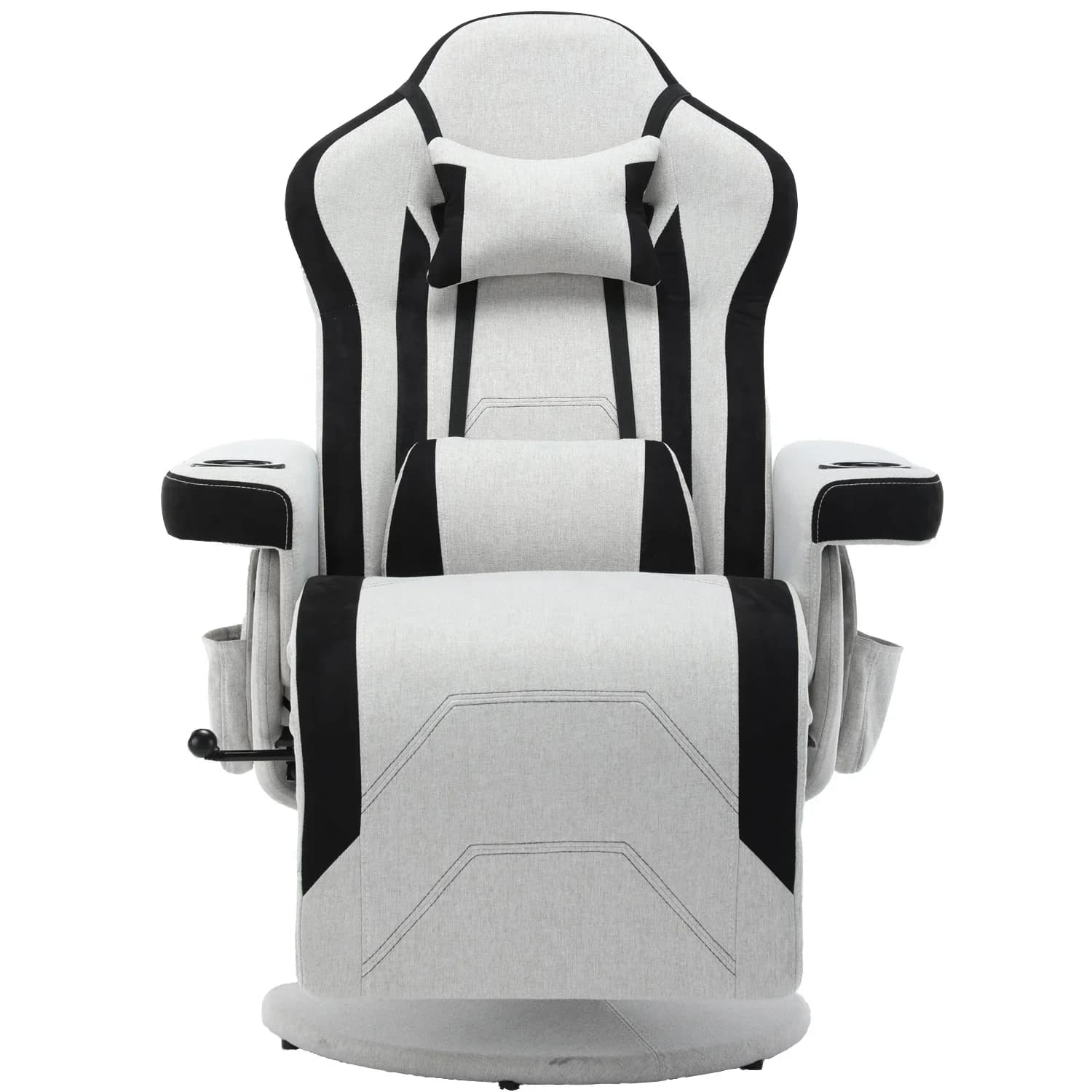 Per sedia da gioco Deluxe con portabicchieri Sedile ergonomico in pelle PU stile racing bianca