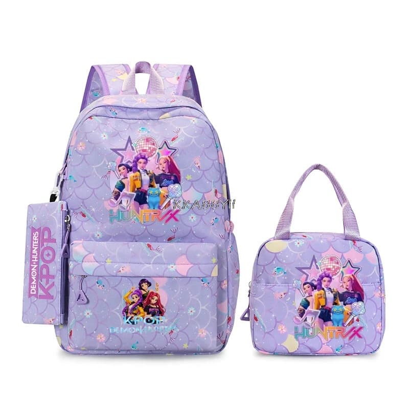 KPop Demon Hunters Backpack Students Backpack School Bag Sets 3pcs Backpack Lunch Bag Pencil Pouch Kids Teen Popular Backpack