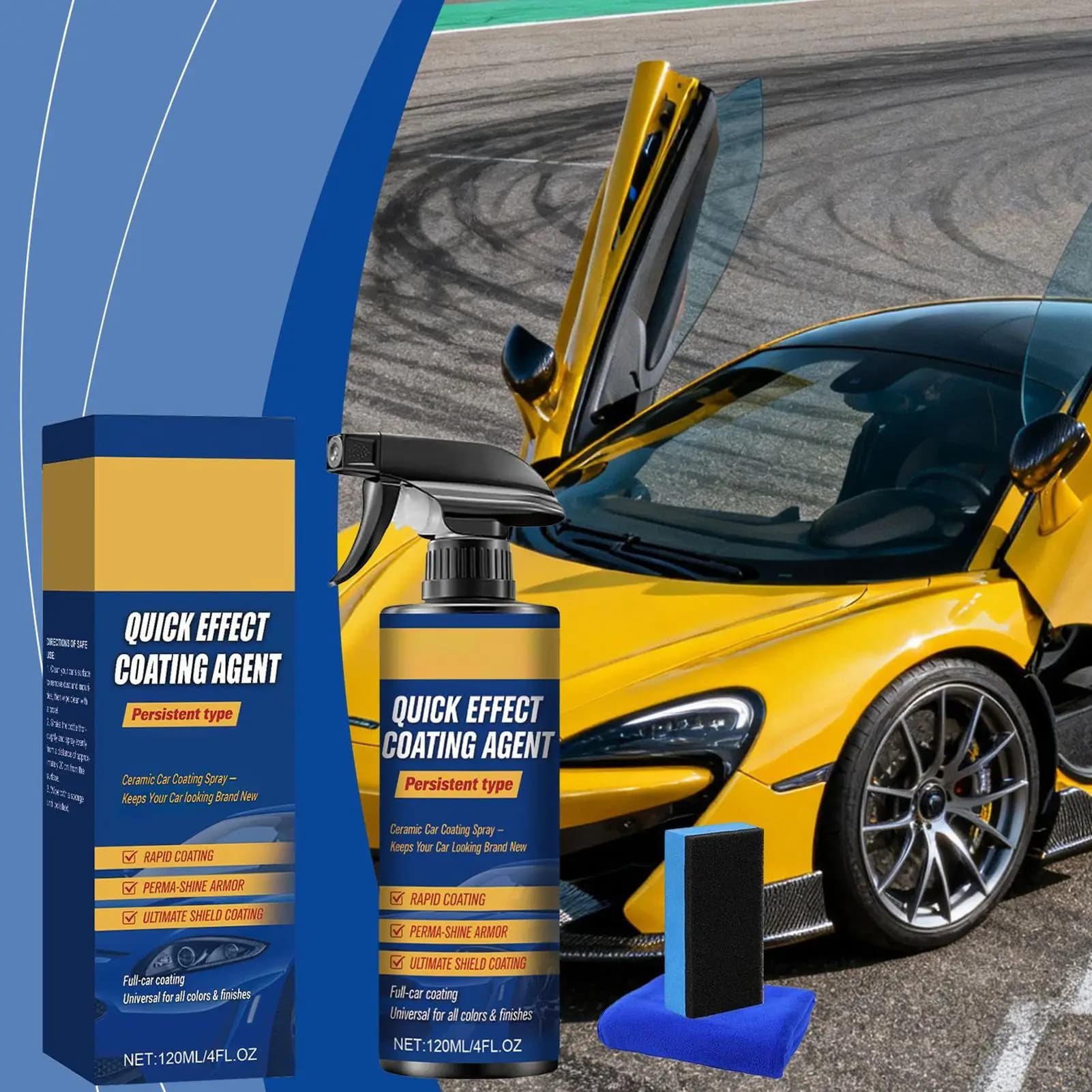 Spray ceramico per auto 120ml, lucidante ad alta brillantezza, prodotti per la cura dell'auto, agente di rivestimento per la lucidatura della vernice, liquido detergente.