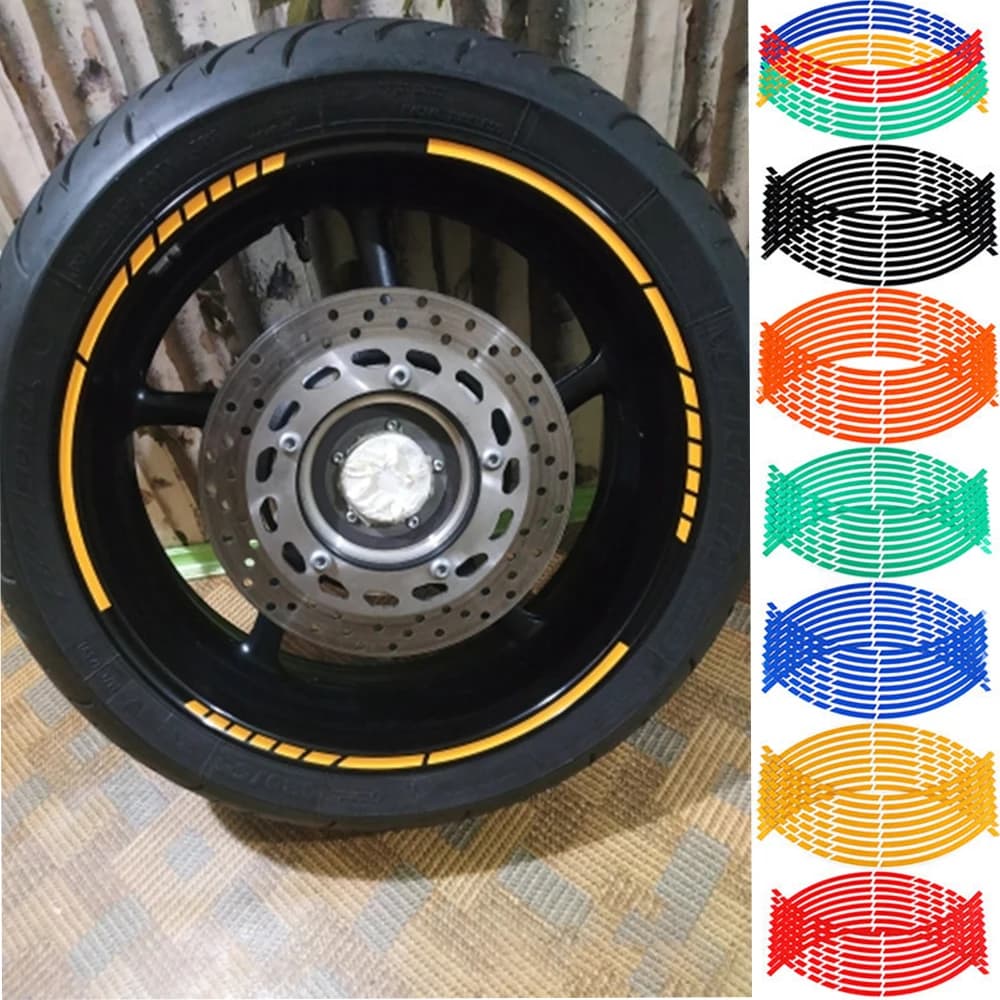 16 pezzi 17 "18" strisce adesivi per ruote moto nastro riflettente per cerchioni per auto moto bicicletta decalcomanie per auto universale