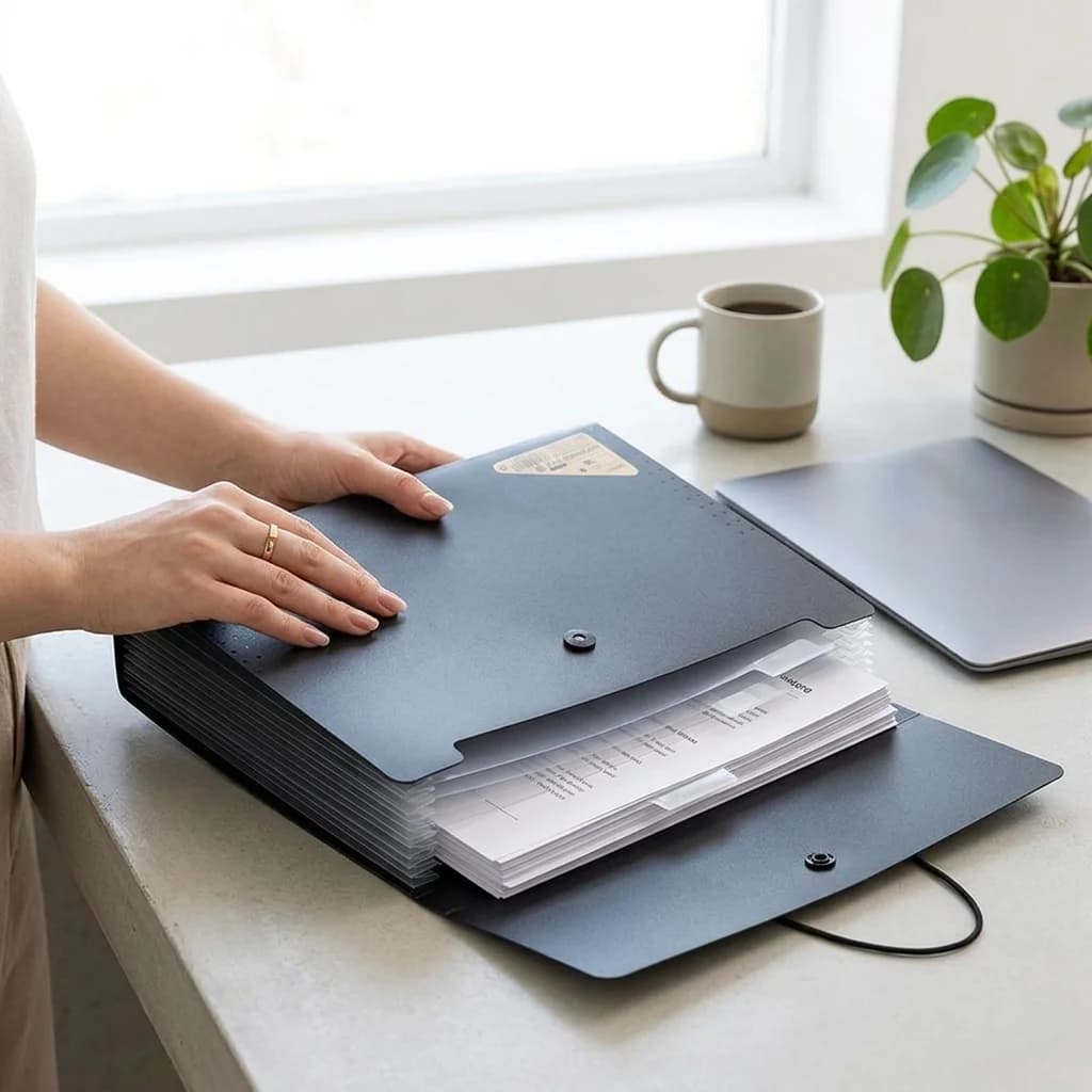 A4 Expanding File Folder Waterproof Multi-pockets Document Organizer With Snap Closure For Office School Document Classification