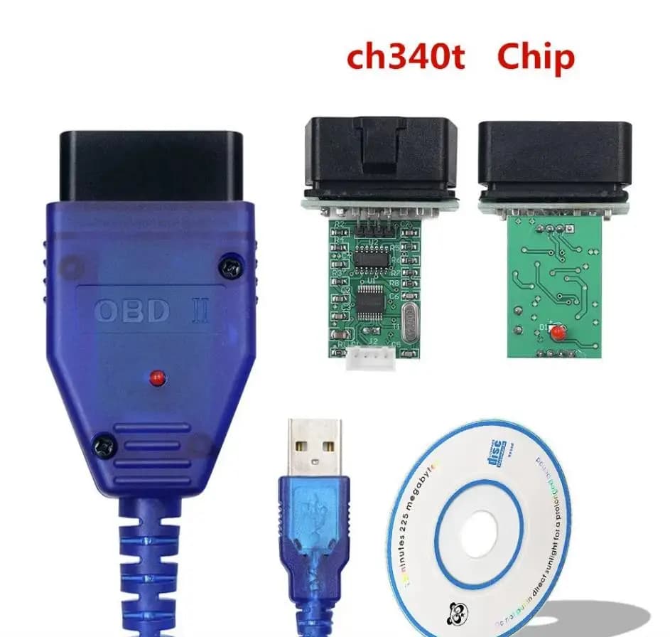 Cavo Diagnostico Auto OBD2 con Chip FTDI C-H-340 409 KKL, Interfaccia USB, Strumento Scanner ECU