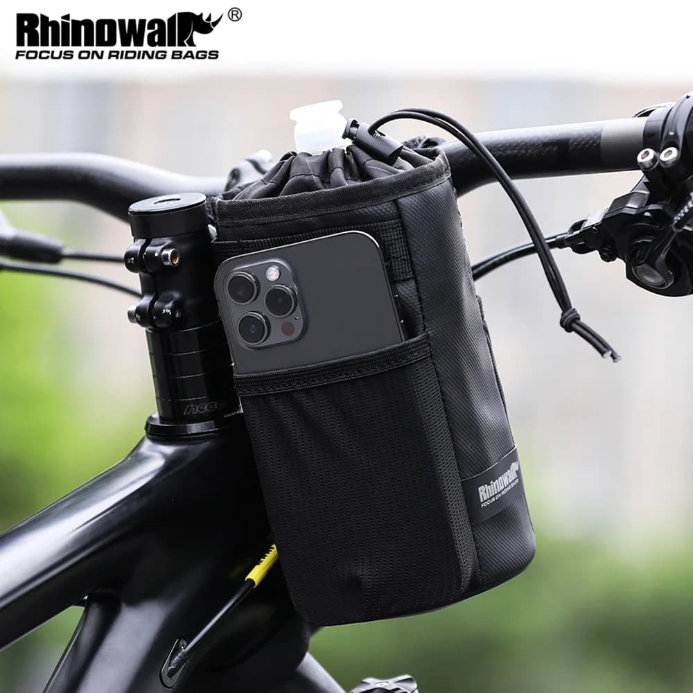 Rhinowalk Bike Water Bottle Storage Bag Portable Cycling Handlebar Bottle Pack With Net Pocket Strong Straps Bike Bag 1PC/2PCS