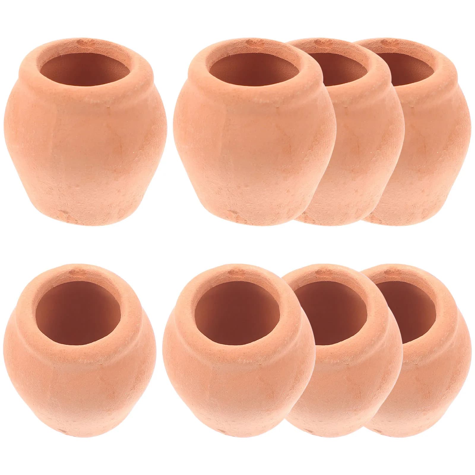 8 Pezzi Piante Artificiali da Interno, Mini Vasi in Ceramica per Cactus, Piccoli Vasi Arancioni per Succulente da Scrivania, Fioriere Fai-da-Te