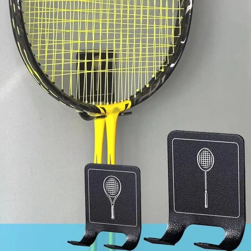 Wall Mounted Tennis Racket Wall Rack Aluminum Alloy Self-adhesive Badminton Rackets Holder Durable Punch-Free Rackets Wall Hook
