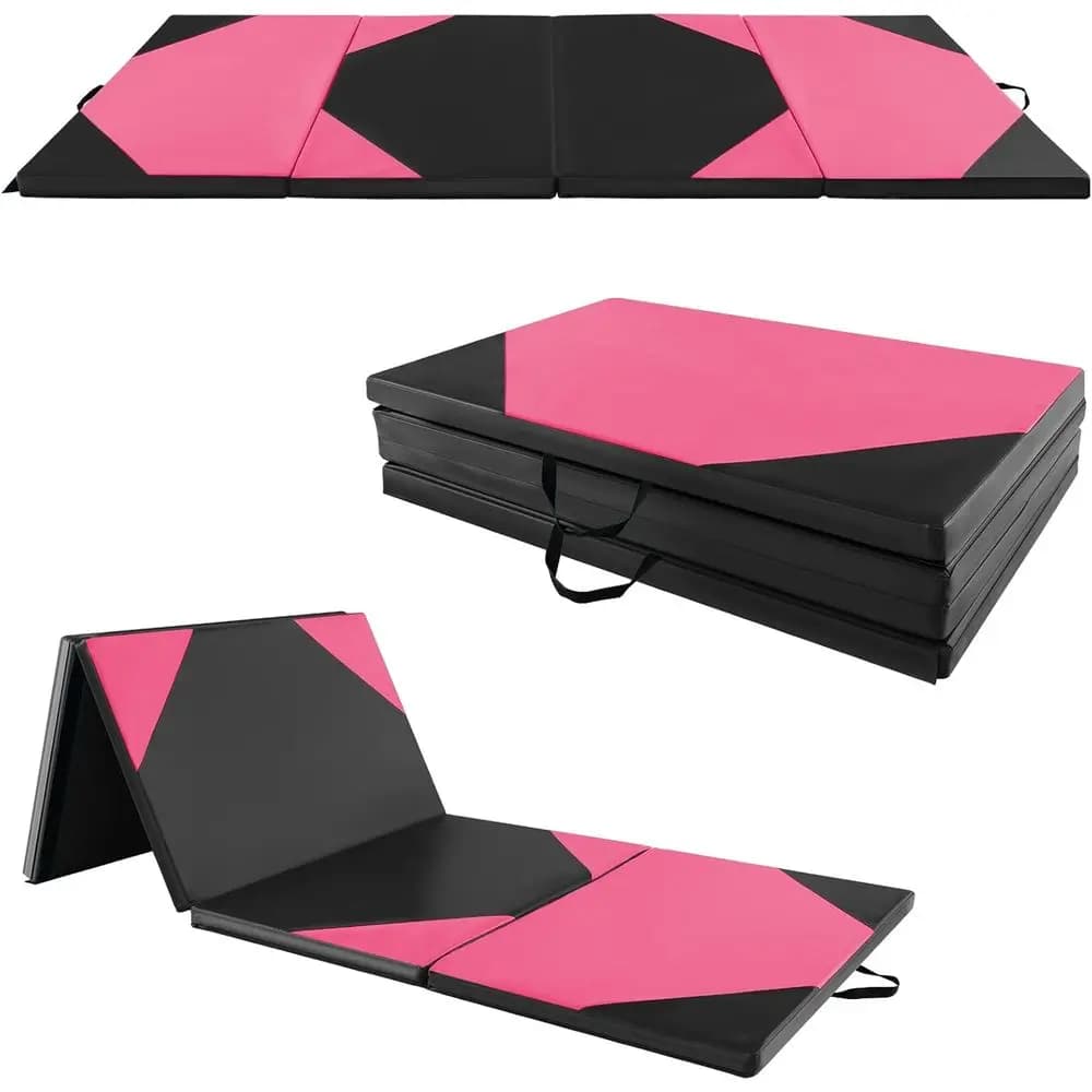 Tappetino portatile per ginnastica acrobatica 10' x 4', spessore doppio con rivestimento in pelle PU, chiusura con strappi, ideale per palestra domestica, yoga e allenamenti