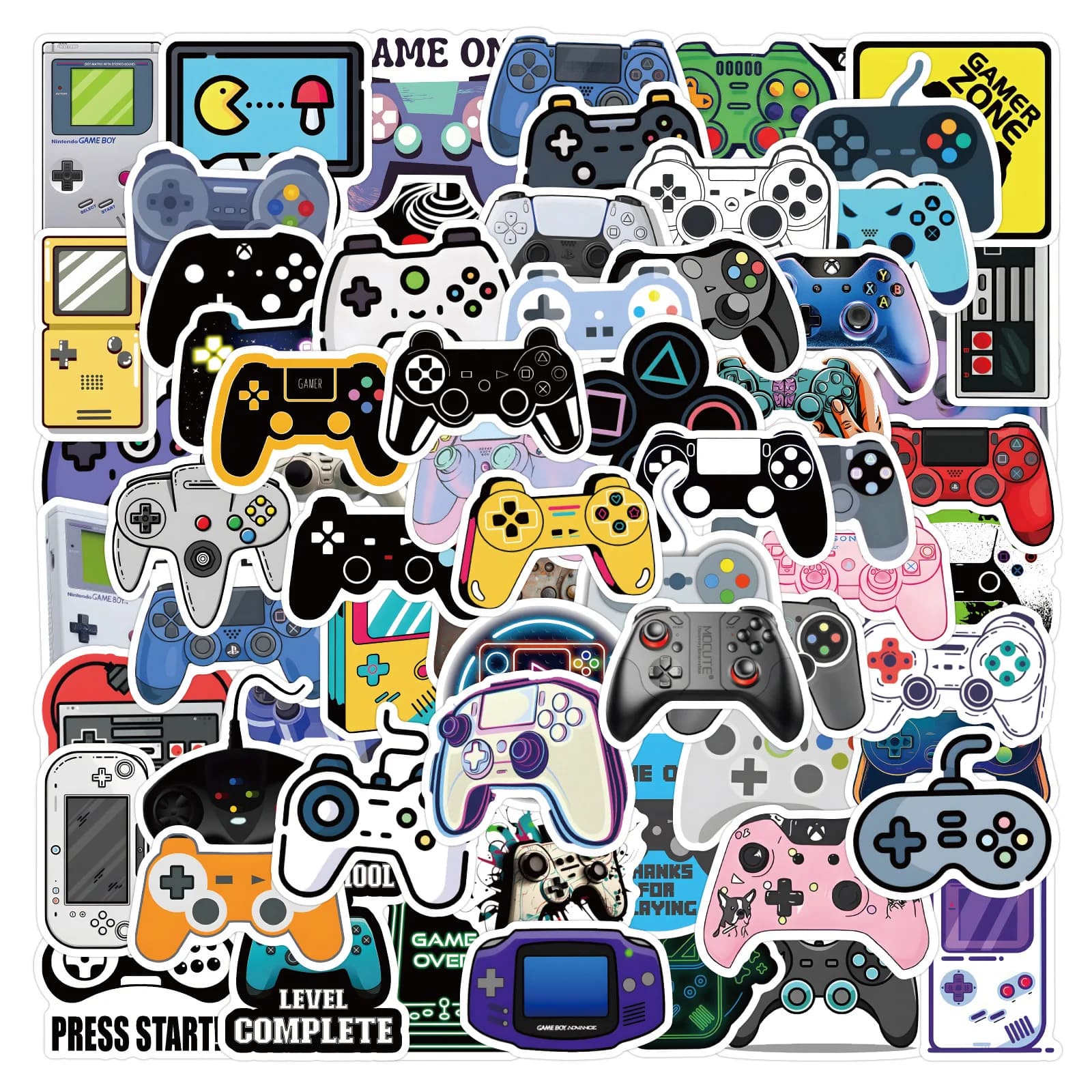 120 adesivi impermeabili INS con graffiti a tema gamepad e cartoni animati, decorativi fai da te per valigie e quaderni