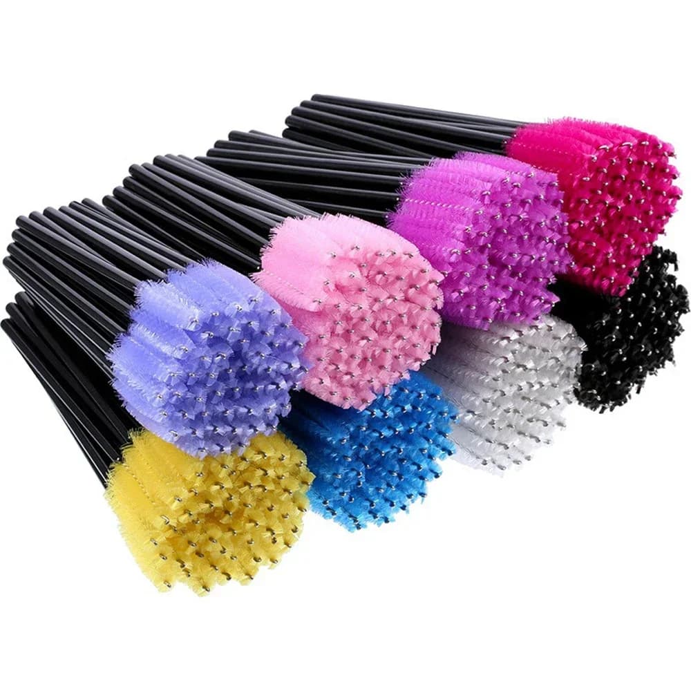 100 pcs. Disposable Makeup Kit for Extension Eyelashes, Mascara Brushes, Applicators, Spoolies, Eyebrow Combs, Eyelash Brushes