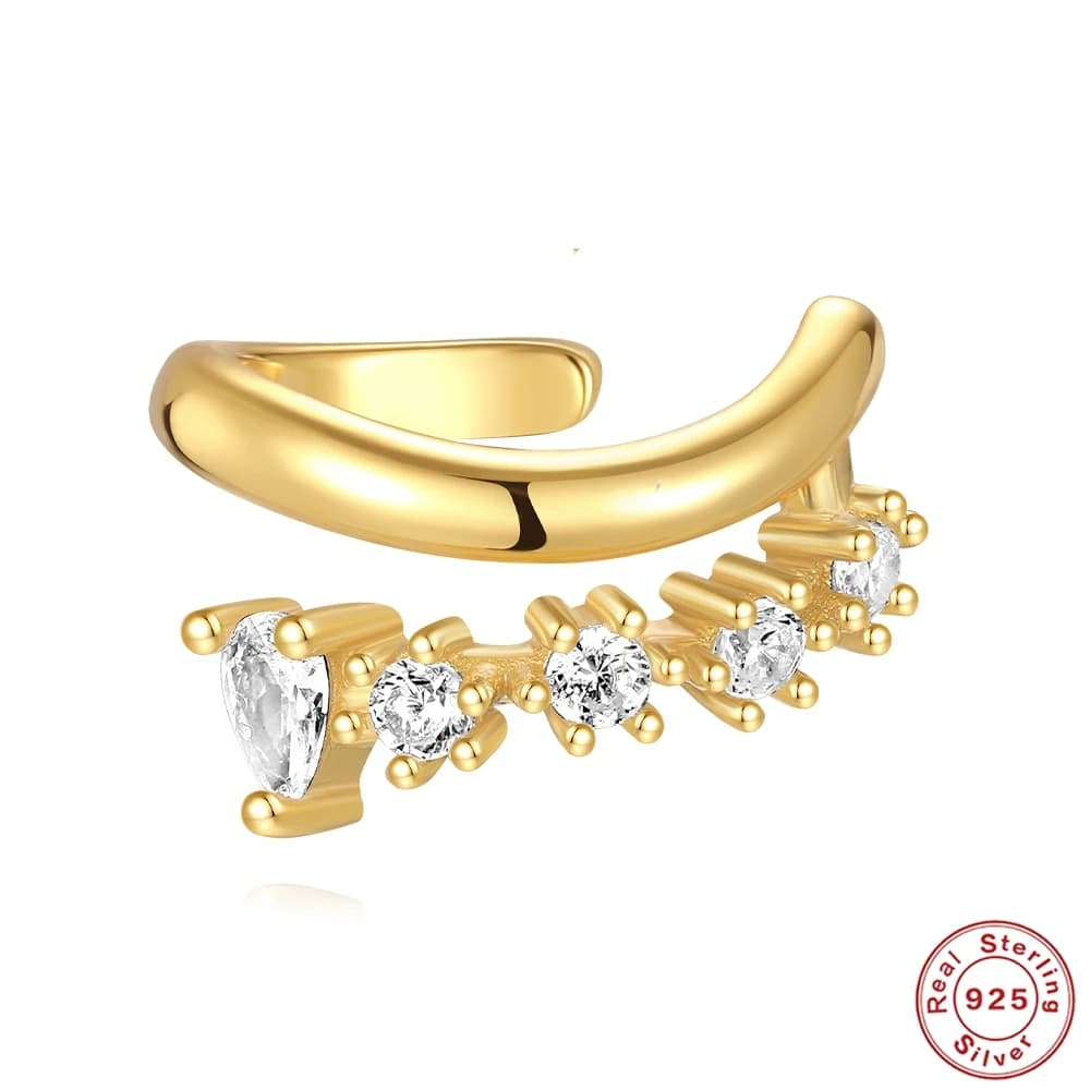 AIDE Shiny Zirconia Ear Cuff orecchini a Clip in argento Sterling 925 per donne ragazze placcato oro 18 carati senza orecchini a bottone regalo di gioielli