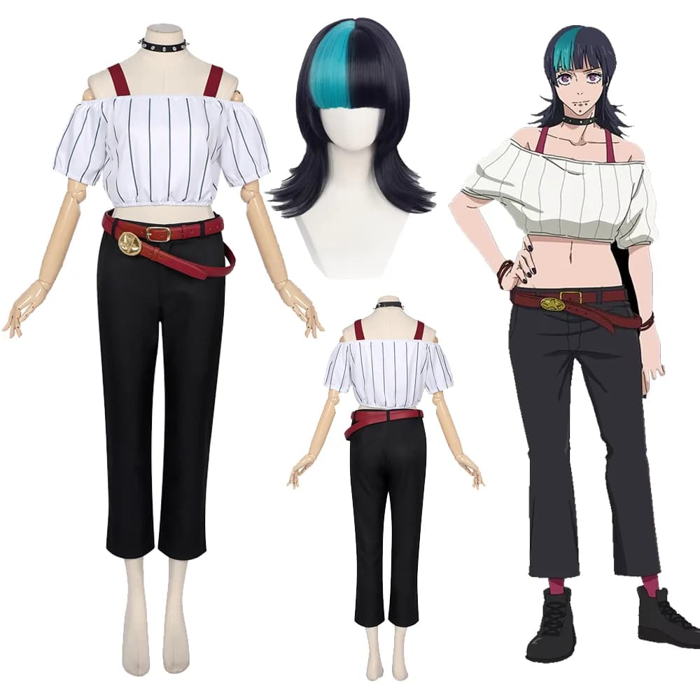 Hoshi Kirara Cosplay Top Pants Belt Wig Jujutsu Kaisen Anime Heat Resistant Synthetic Hair Costume Carnival Halloween Disguise