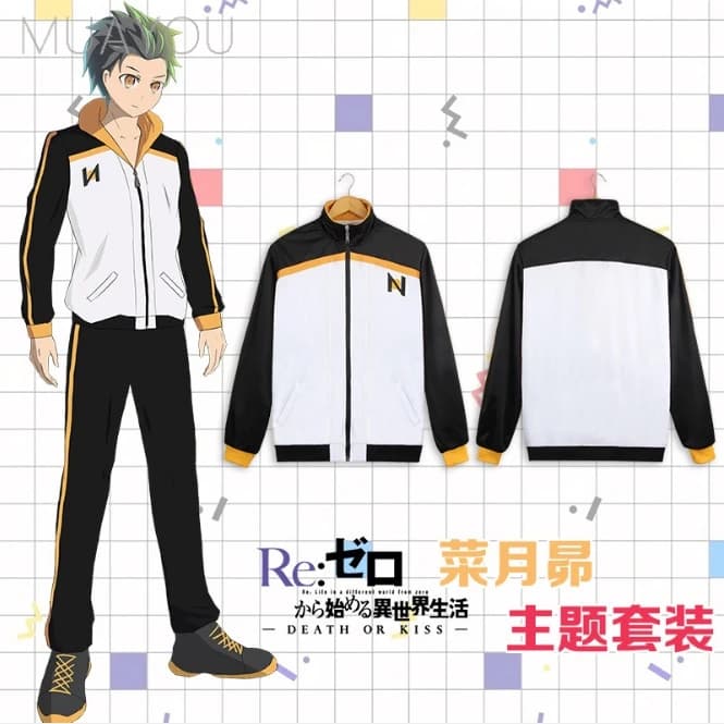 Re: Zero kara Hajimeru Isekai Seikatsu cerniera Cappotto Pantaloni Vestito Subaru Natsuki Giacca Cosplay Ram/Rem Costume Cosplay Abbigliamento sportivo