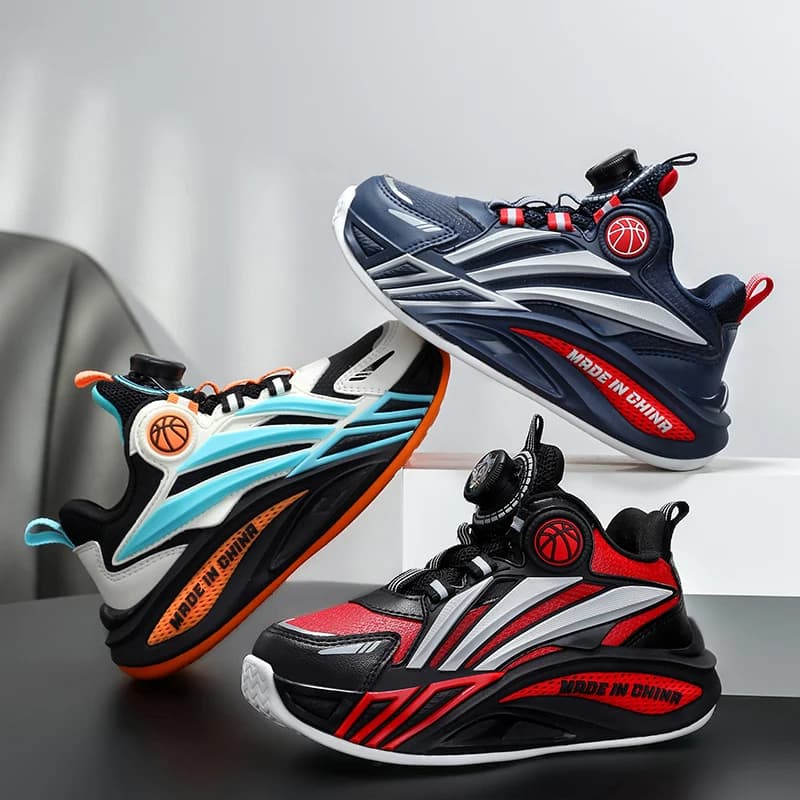 Scarpe da basket per bambini Scarpe da ginnastica da basket antiscivolo per ragazzi e ragazze Scarpe da ginnastica con allacciatura rapida per esterni Stivali da basket traspiranti