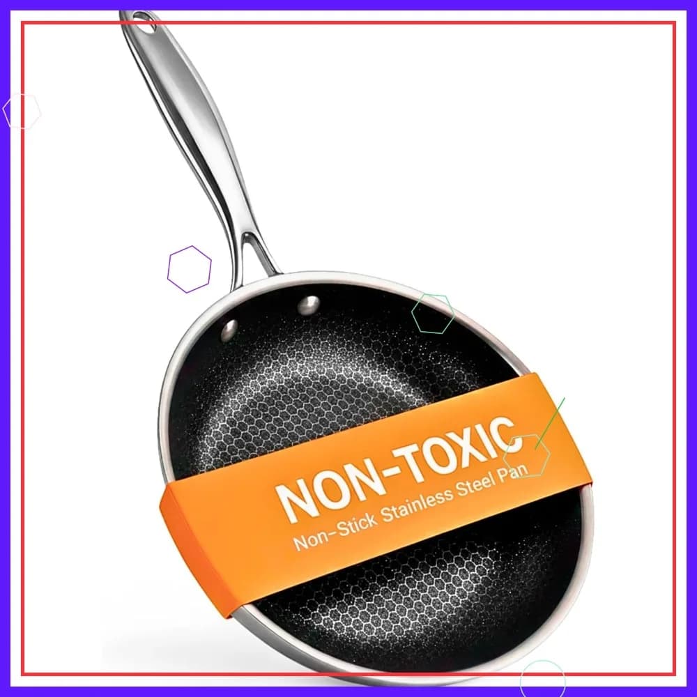 Non-toxic Non-toxic Non-stick pan, 24 cm, Fully Fitted for a Uniform Heat, PFOA-free, Stainless Steel Handle, Induction and Oven up to 260°C °F