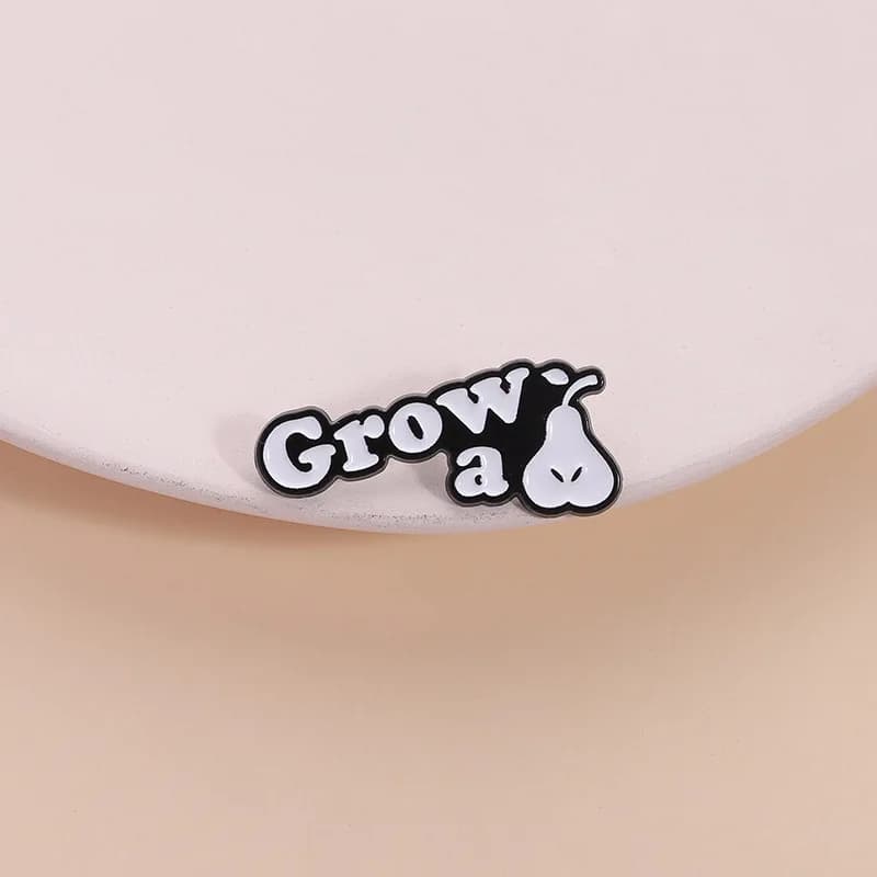Funny Pun Wordplay Lapel Enamel Pin Brooch Black White Pear Fruit Text Metal Badge Backpack Jeans Hat Clothing Gift