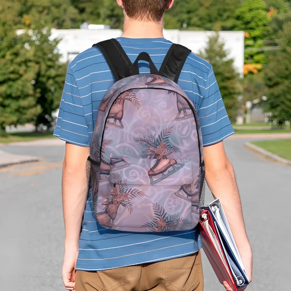 Colorful Ice Skates Pattern Backpack Student BookBag Kids School Bag Computer Shoulder Bags for Boys Girls