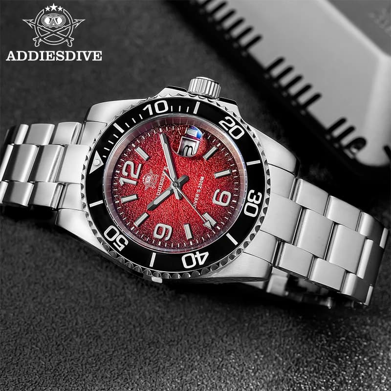 ADDIESDIVE 2025 Nuovo Orologio al Quarzo di Lusso da Uomo AD2513 BGW9 Luminoso in Acciaio Inossidabile Impermeabile 200M con Ghiera in Ceramica per Immersioni