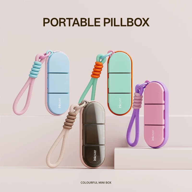 Multi-color Mini Pill Box, Small Storage Container for Medications, Vitamins, and Supplements, 4-Day Pill Organizer