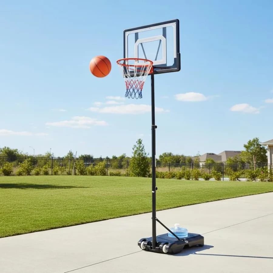 Canestro da basket con ruote 83x55cm, canestro mobile con supporto, altezza regolabile da 156 a 210 cm, impianto da basket per bambini e ragazzi, per esterni