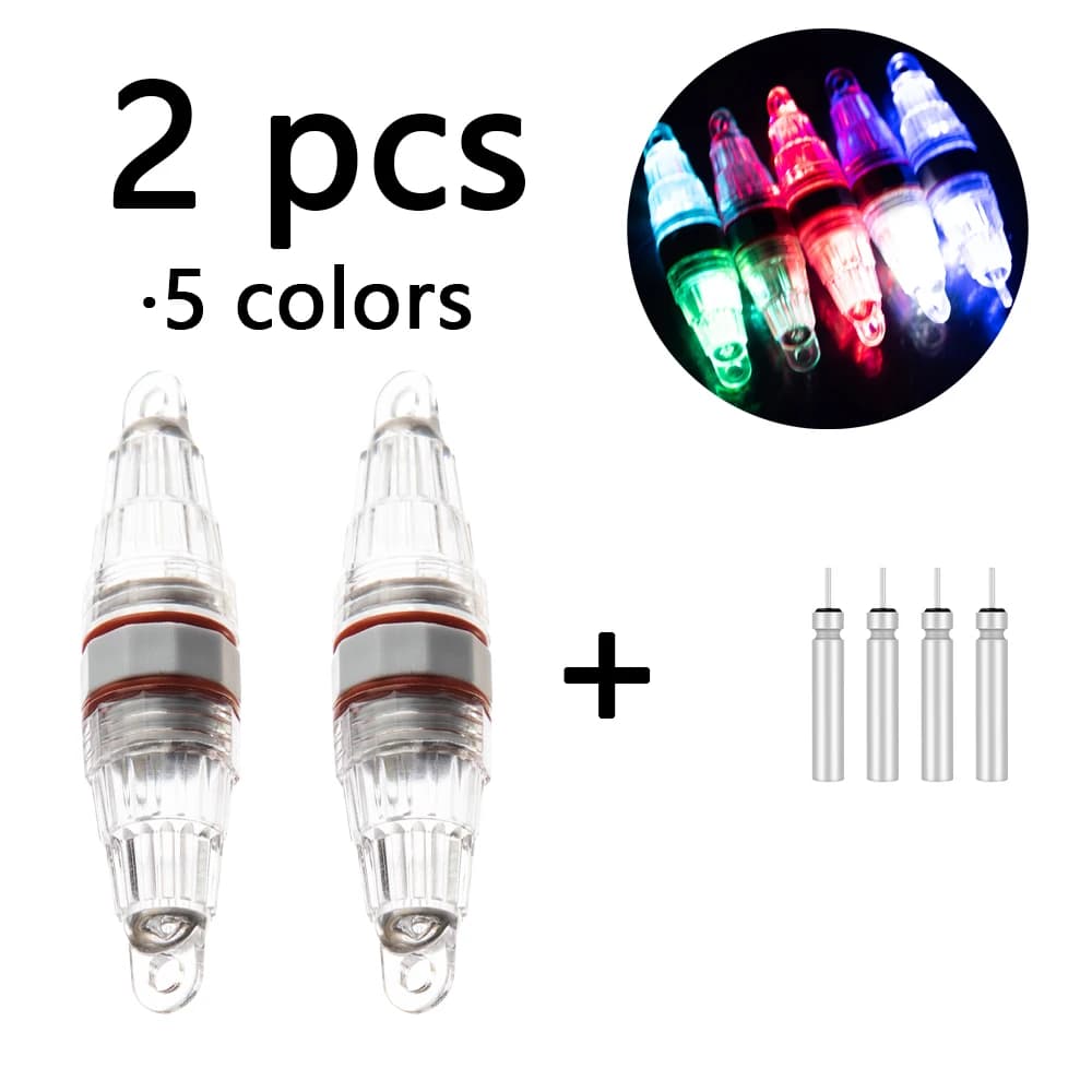 Luce da pesca lampeggiante a doppia testa a LED da 2 pezzi, luce esca per pesci impermeabile per esterni, luce per rete da pesca IPX6, luce per coda di pelo