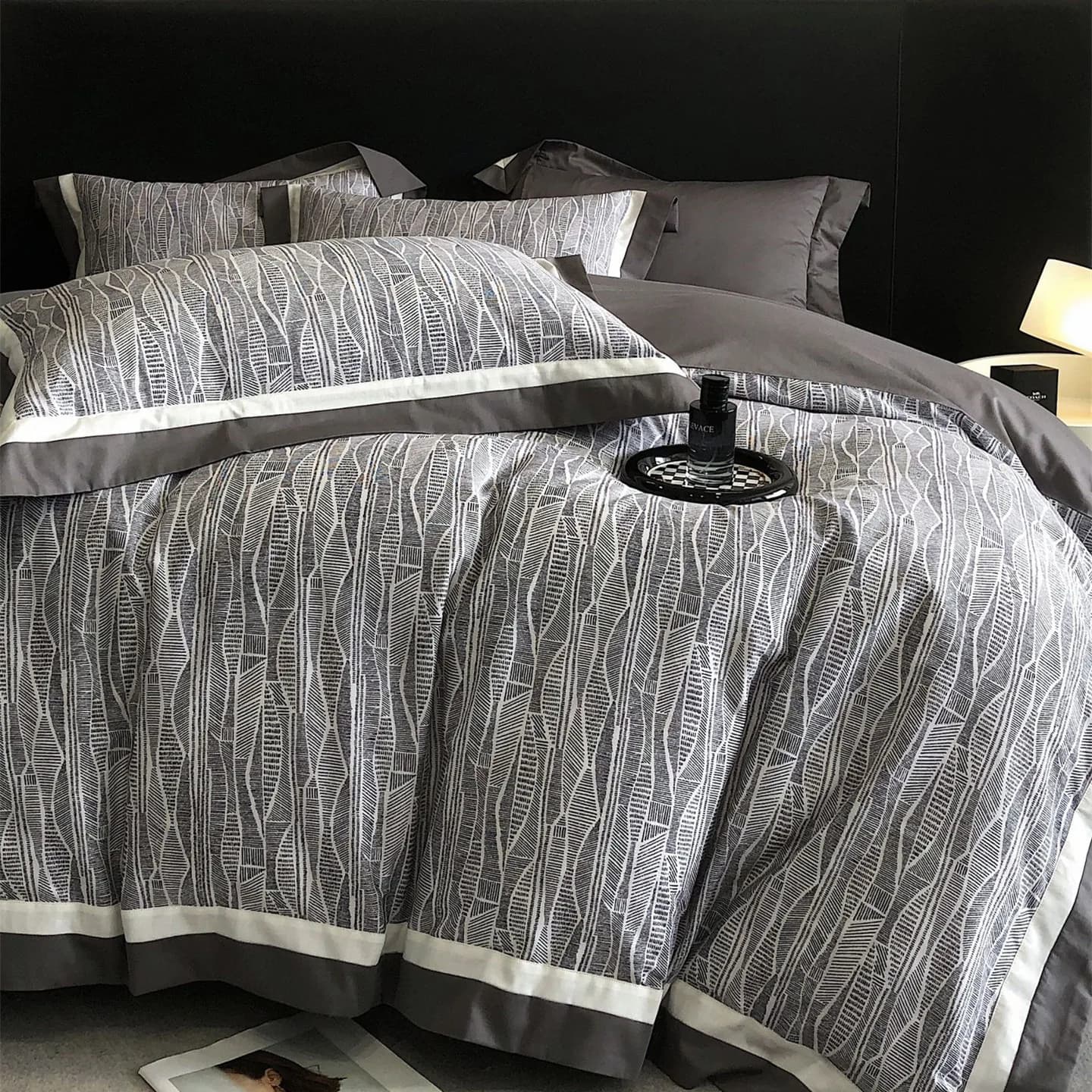 American Style Luxury Digital Printing Geometric PatternBedding Set Egyptian Cotton Soft Duvet Cover Bed Sheet Pillowcase 4Pcs
