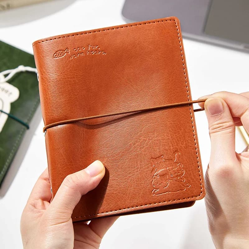 Soft Cover PU Leather A7 Loose Leaf Binder Notebook Refillable Grid Pages Journal for School Students Stationery