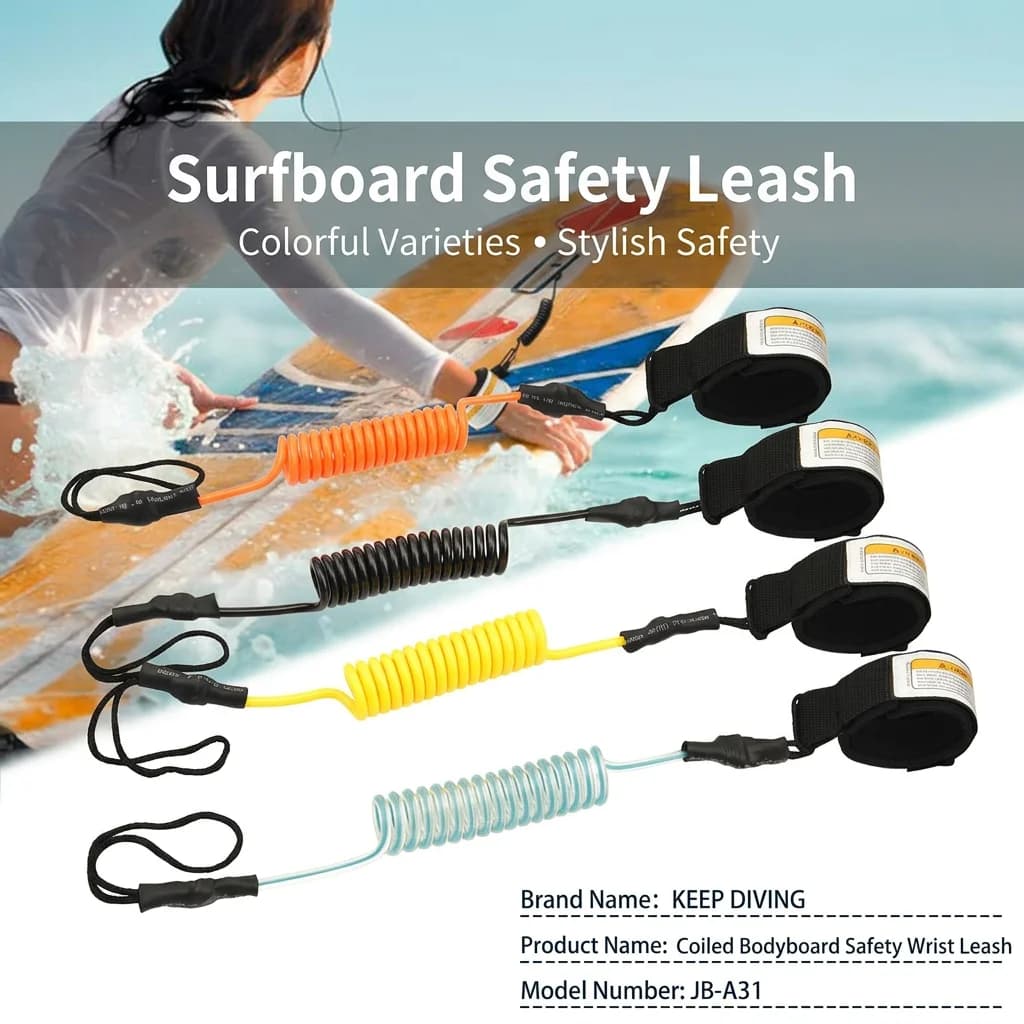 Guinzaglio di sicurezza per tavola da surf in TPU, imbottito e regolabile, per bodyboard e sport acquatici in acque libere