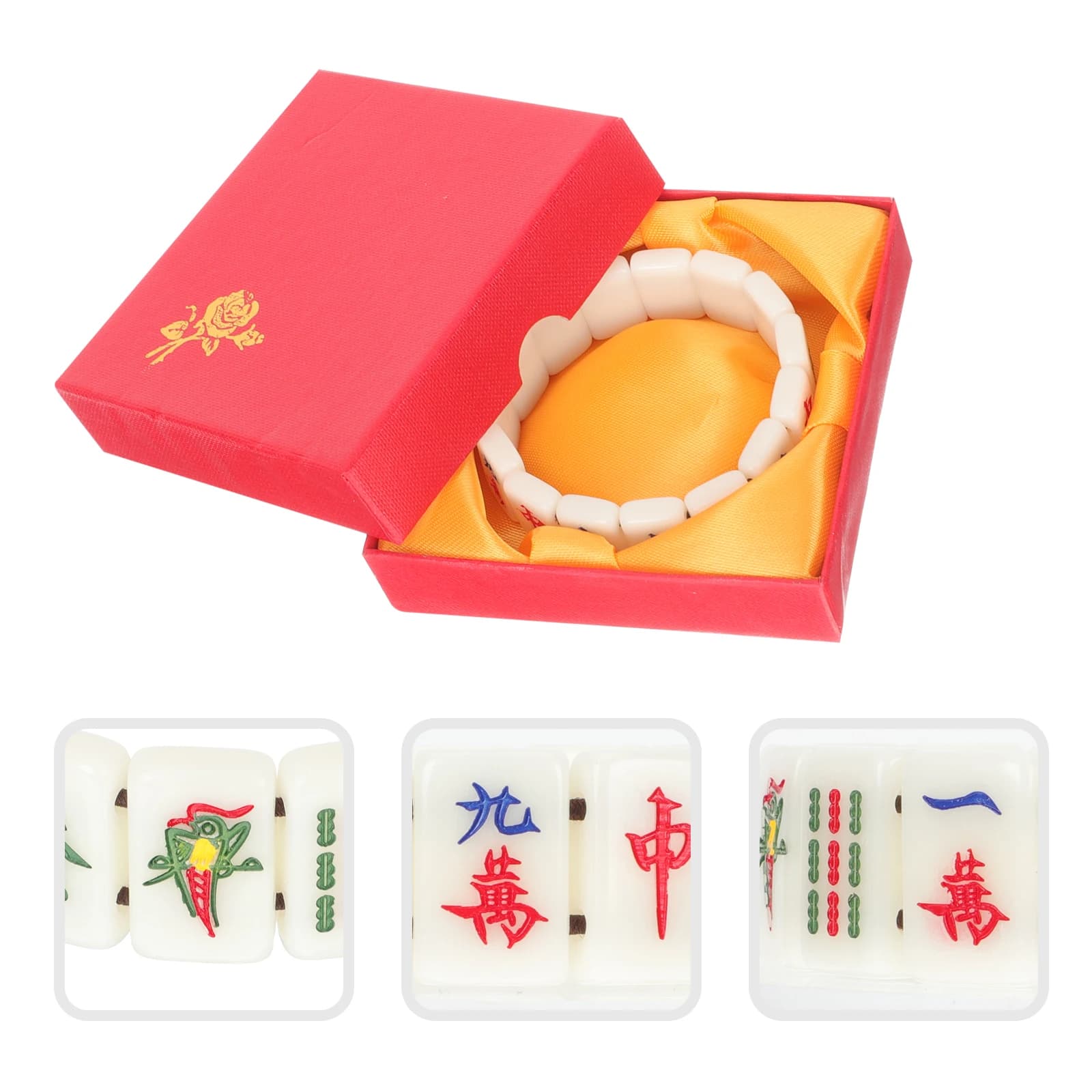 Mahjong Piastrelle Bracciale Regalo a tema Braccialetti per le vacanze Gioielli da donna elastici fortunati Acido acrilico