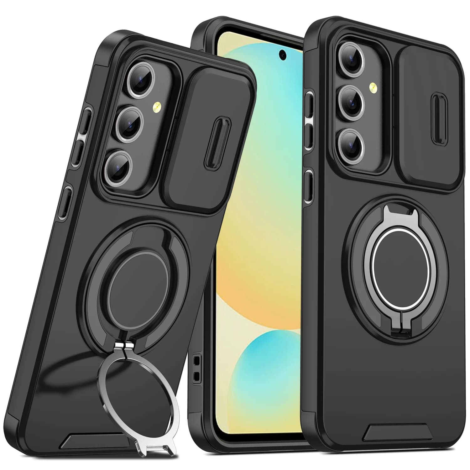 For Samsung S23 Case Galaxy S23 FE S24 Plus s24+ Cover Magnetic Ring Armor Slide Camera Lens Case Magsafe Wireless Charge Cover