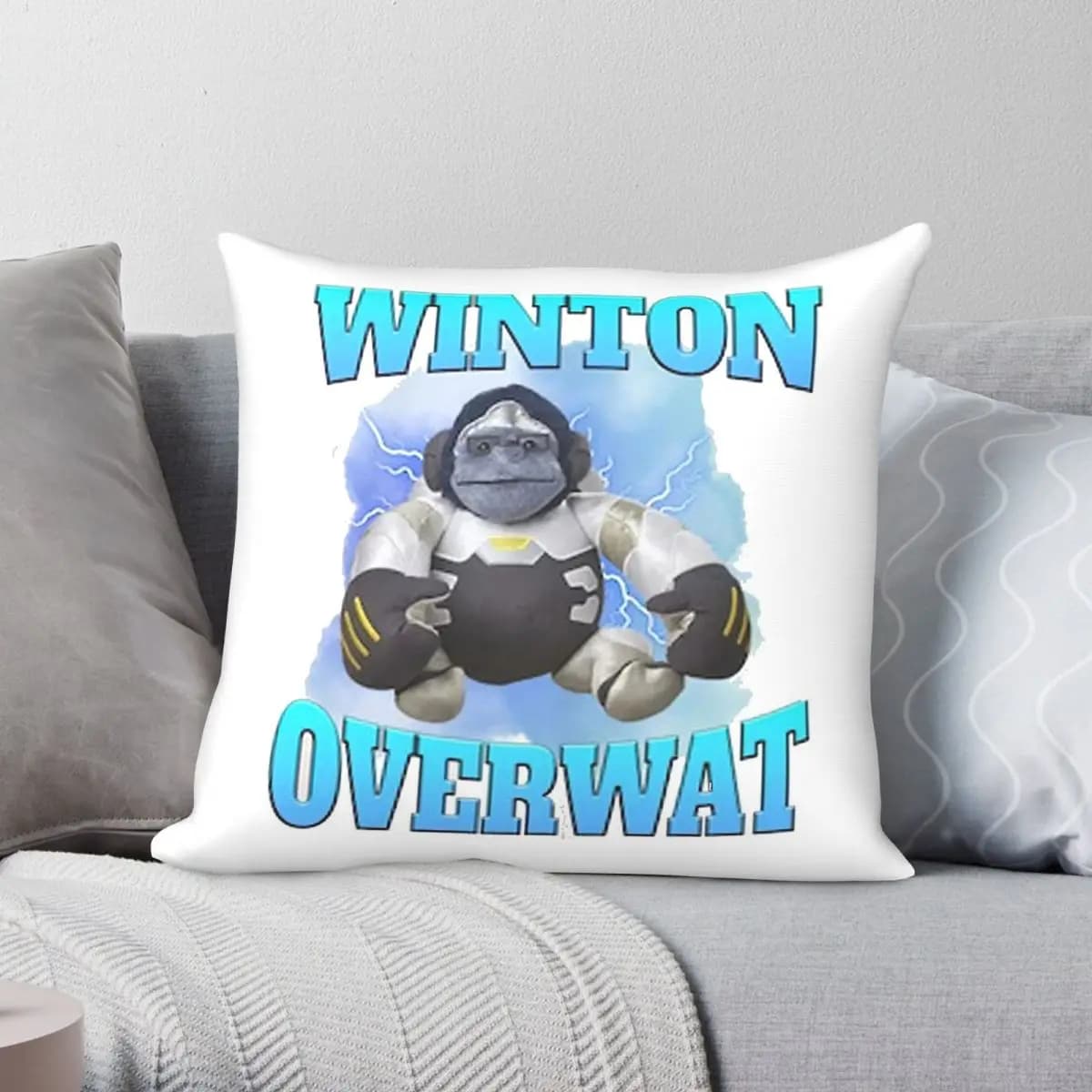 Winton Overwat Gaming Square Pillowcase Polyester Linen Velvet Pattern Zip Decorative Throw Pillow Case Sofa Cushion Cover