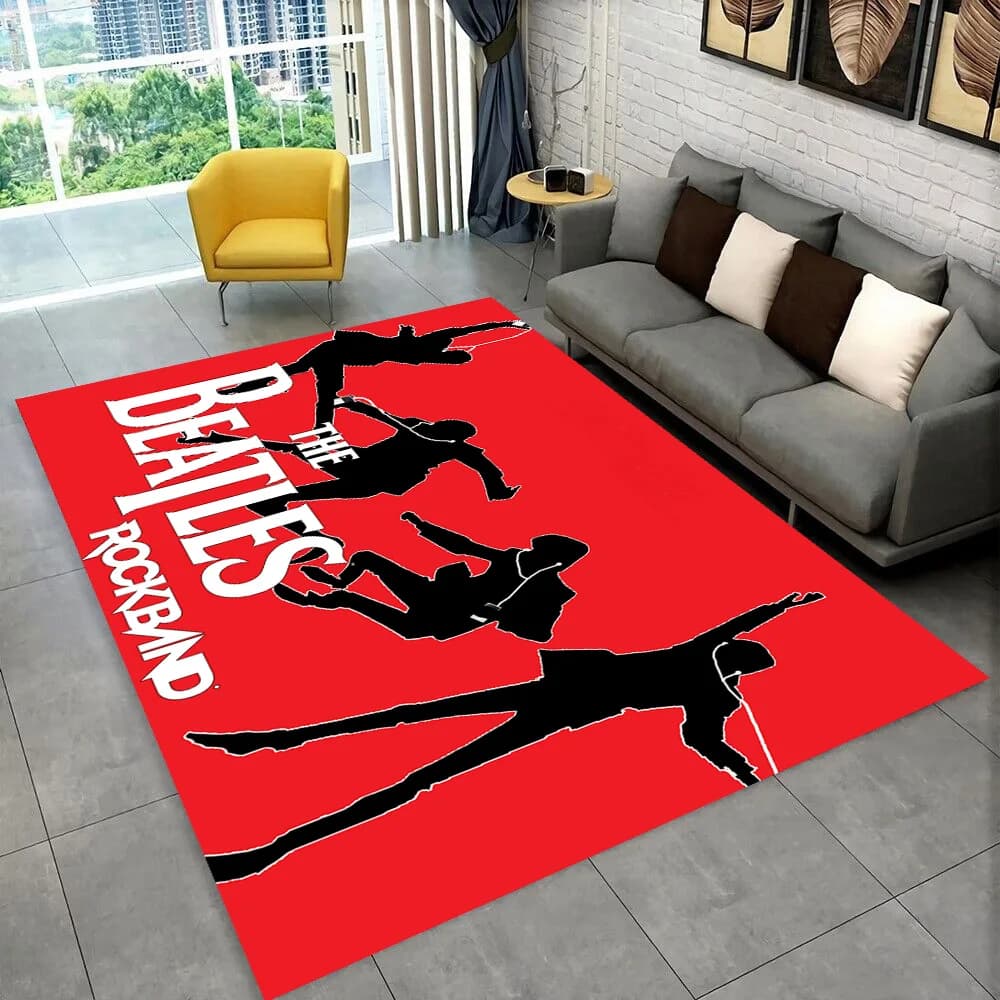 3D The B-Beatles Rock Band Star Tappeto per camera da letto Soggiorno Divano Zerbino per la casa Decorazioni per la casa, Tappeto per l'area Tappetino antiscivolo Regalo