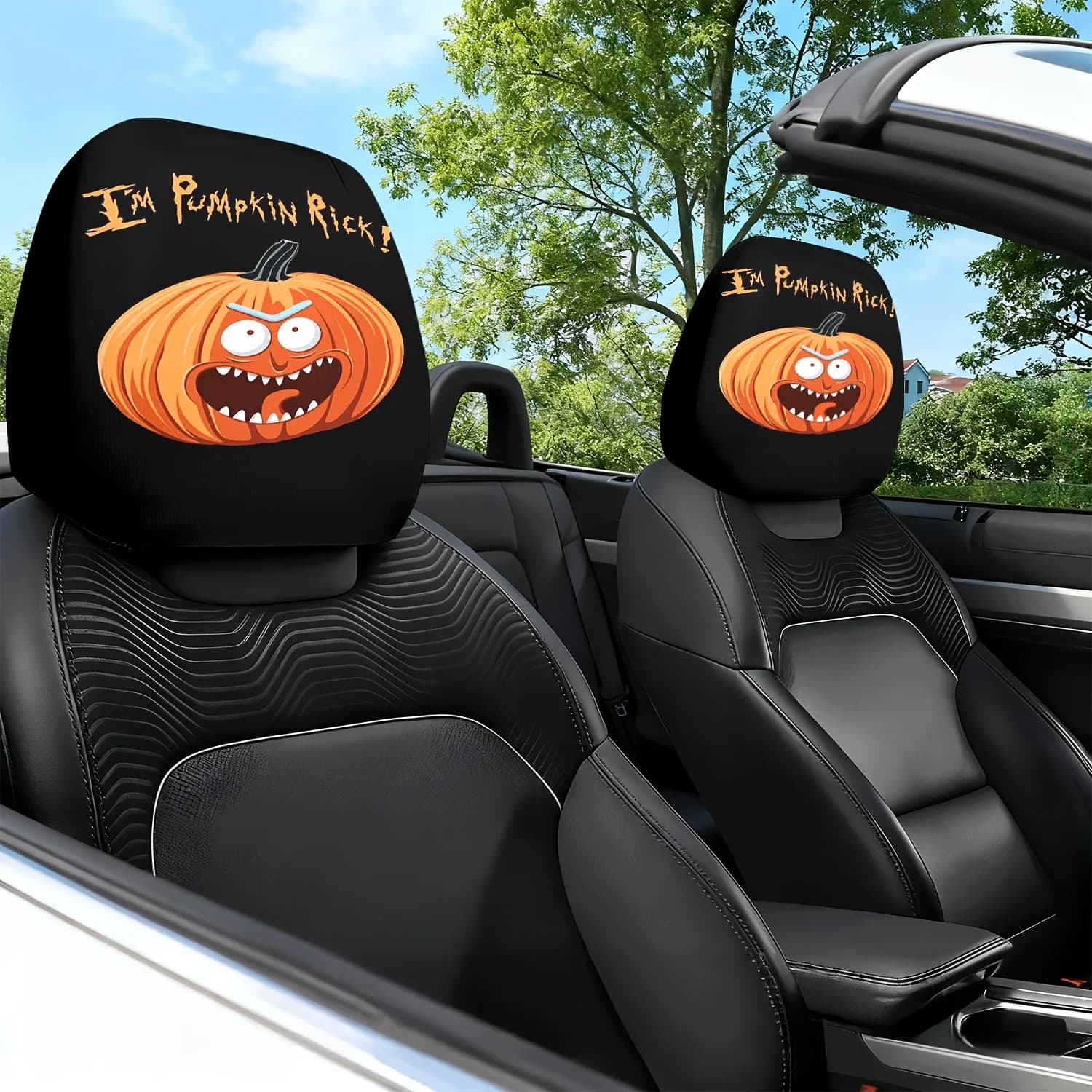 2 pezzi di copricuscini per poggiatesta e cuscini per il collo con stampa a tema Halloween e zucca - Design simpatico - Cuscino per interni auto Lu