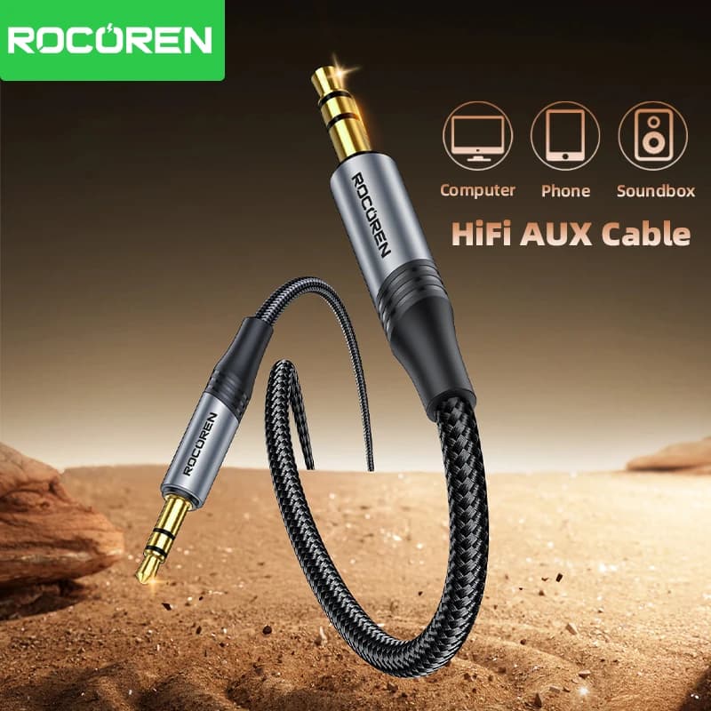 Rocoren Audio Cable 3.5mm Aux jack Male-Skunk Adapter Cable Hifi Speaker Cable for Headphones TV Box Laptop PC
