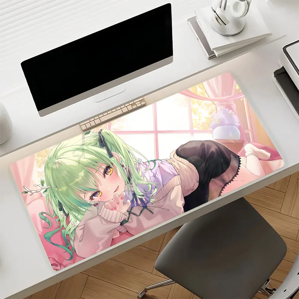 Tappetino per Mouse da Gaming Antiscivolo, Tappetino da Scrivania con Bordi Cuciti, Grande Formato, Design Anime Girl Stile Cozy Room, Tappetino per Tastiera per Giocatori