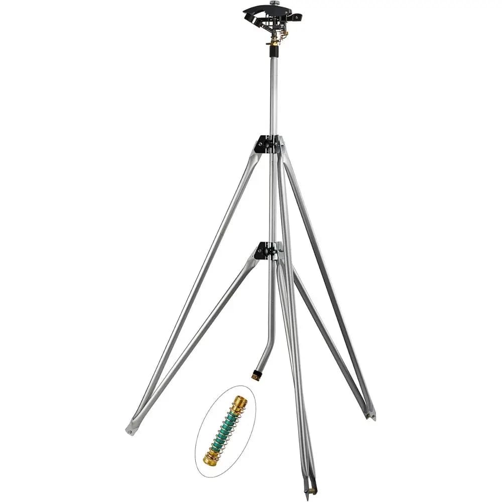 Regolabile a 360° ° Irrigatore a Lungo Raggio per Prati con Diametro di 125 Piedi, Treppiede da 48-72 Pollici