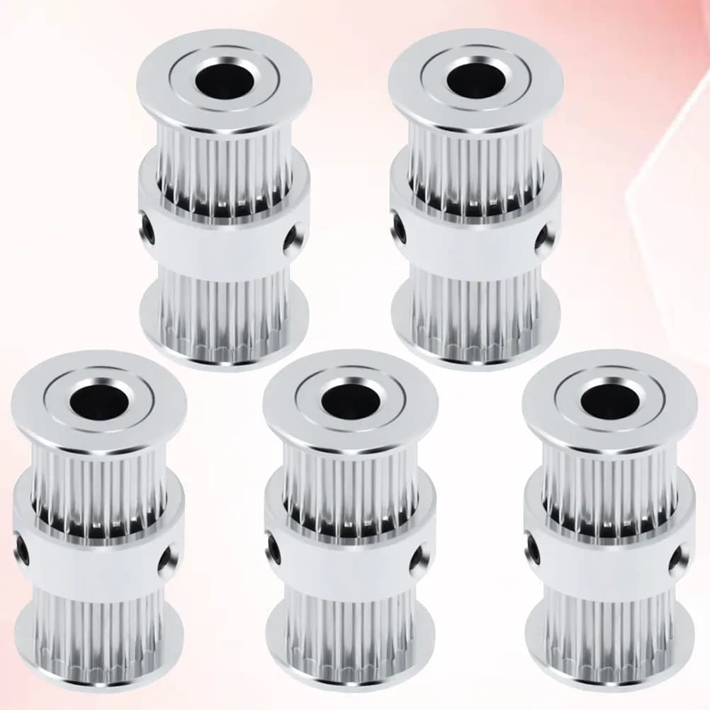 5Pcs 2Gt Timing Belt Idler Pulley 20 Teeth 5Mm Bore Aluminum Alloy for 3D Printer DIY Cnc Robotics Projects Silver