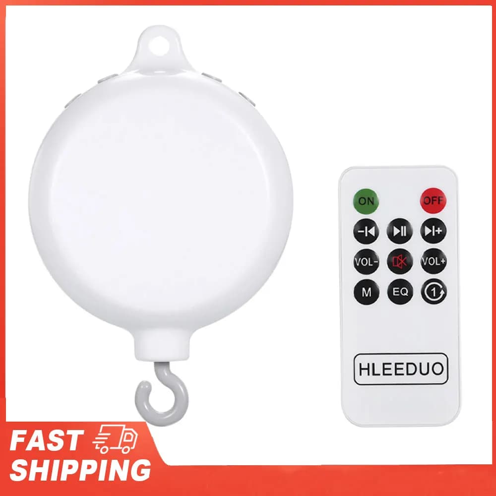 Carillon Musicale con 35 Canzoni, Telecomando, Movimento, Campanelli, Rotante, Giocattolo per Culla e Letto per Bambini con Cavo USB