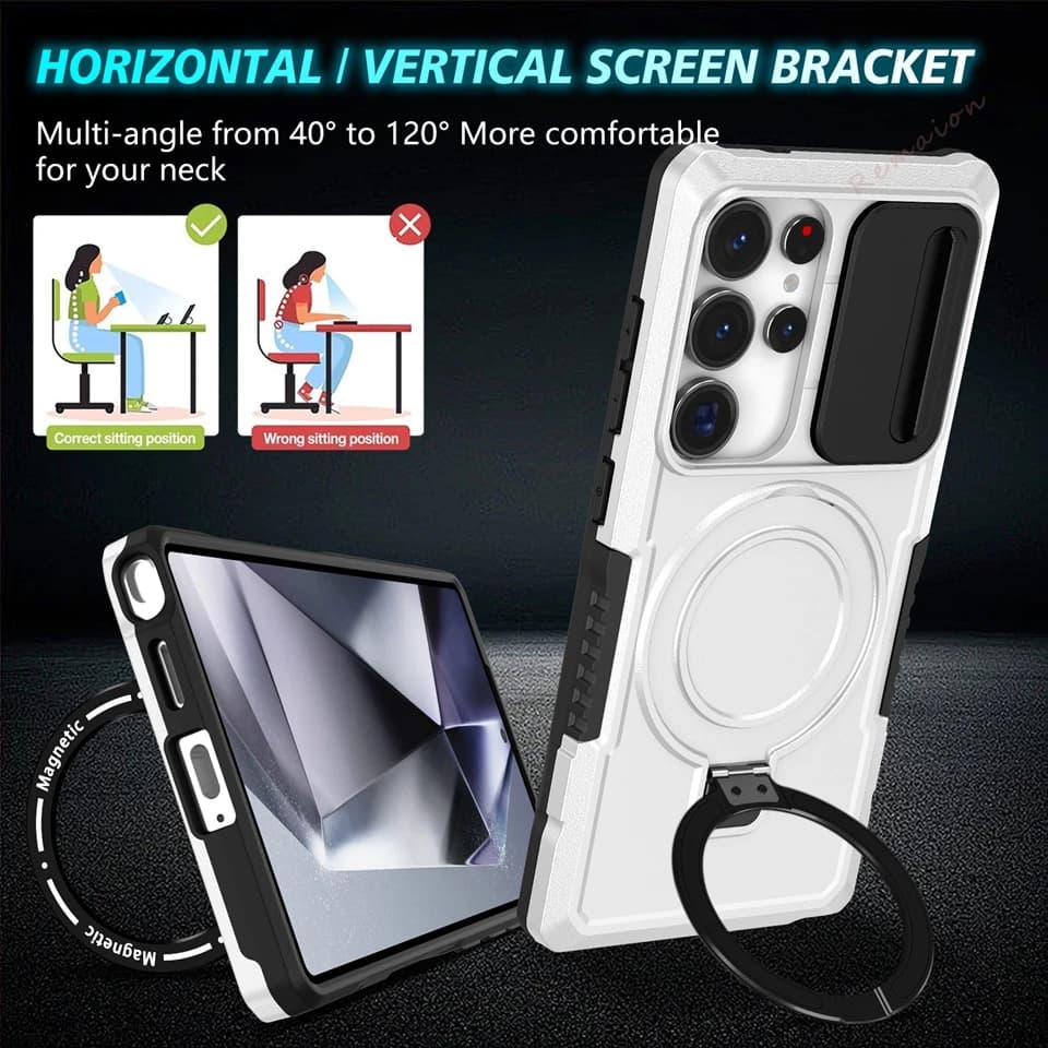 Armatura Custodia per telefono con supporto magnetico per Samsung Galaxy S24 S22 S23 S25 S20 S21 S26 FE Ultra Plus Magsafe Custodia protettiva antiurto