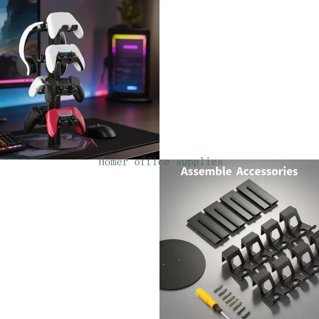 K43B Metal Game Controller & Headphone Organiser Stand 4 Layer Heavy Duty Desktop Holder Large Capacity Suitable for P5/4