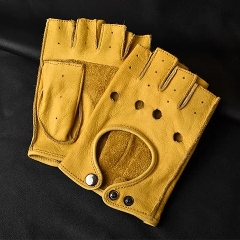 Mens without fingers half fingers guide Fitness bike cycling goat skin new men skin gloves Pu gloves