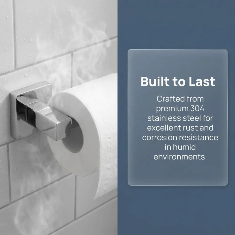 Stainless Steel Roll Paper Holder Silver Sturdy Toilet Paper Holder Practical Wall Mount Paper Rack Bathroom Kitchen Washroom