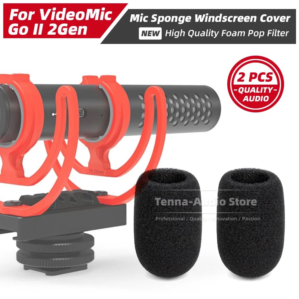 2 pezzi parabrezza filtro Pop Mic Foam per RODE VIDEOMIC GO II 2Gen 2nd antivento microfono parabrezza spugna Wind Noise Shield