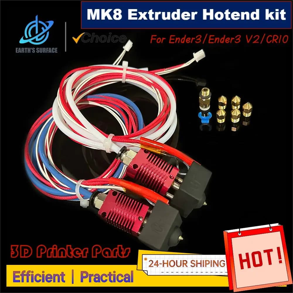 Parti della stampante DB-3D MK8 Estrusore Hotend kit Ugello da 0,4 mm Filamento da 1,75 mm per stampante 3D Ender3 Ender3V2 CR10 Ender5 CR6SE