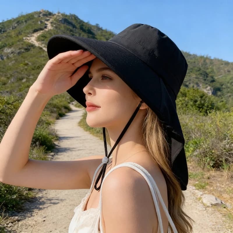Cappello da Sole Donna 2026 Nuovo Stile a Tesa Larga, Impermeabile, Anti-UV, con Maschera Integrata e Sciarpa, per Ciclismo Outdoor