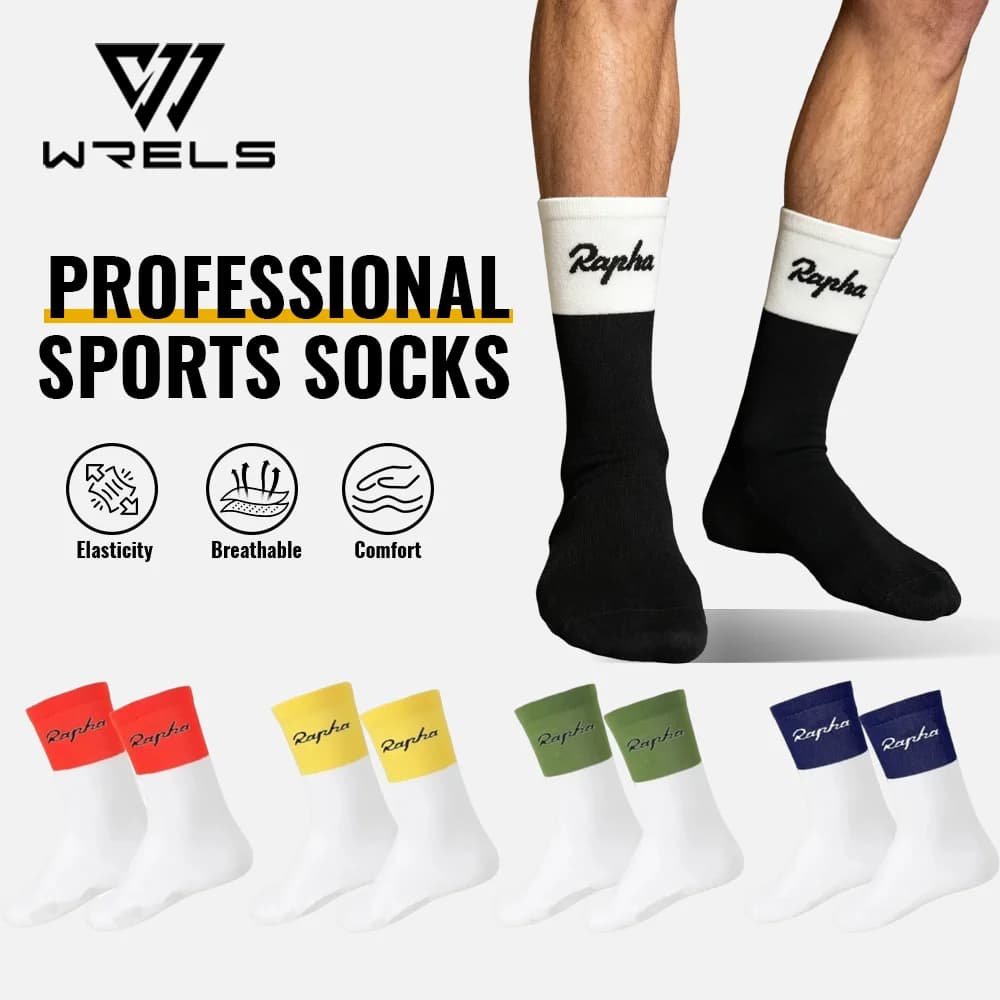 WRELS 1/2/3 Pairs Football Socks Anti-Blister Moisture Wicking Crew Cycling Socks Cushioned Fast-Dry Athletic Socks Men Women