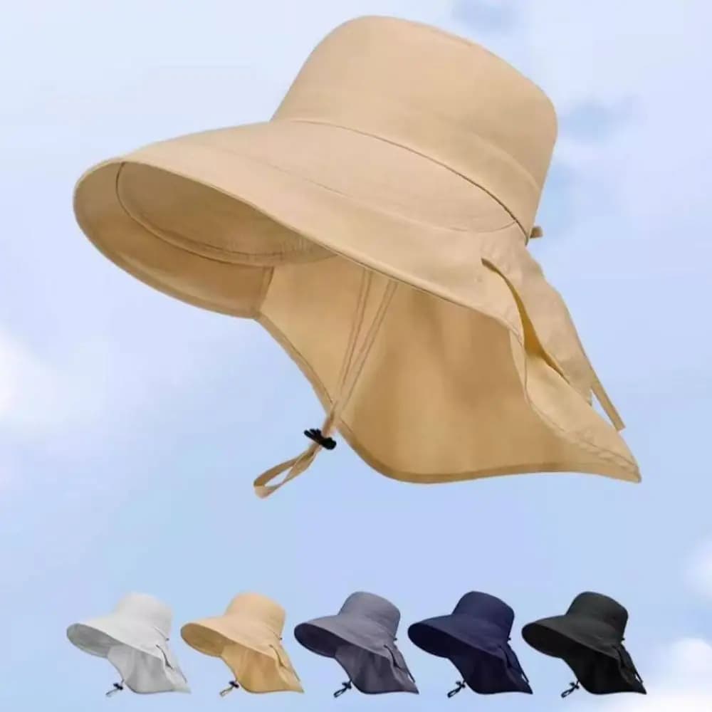 New Adjustable Women's Sun Hat Wide-brimmed UV Protection Outdoor Travel Hiking Hat Neck Protection Summer Sun Cap