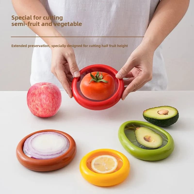 Creative Silicone Sealed Fruit Crisper Box - Mini Refrigerator Storage Container for Avocado, Lemon and Vegetable Freshness