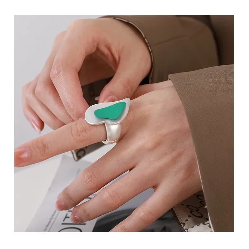 New Special Ring Geometric Love Matte Fashion Trend High-end Metal Ring