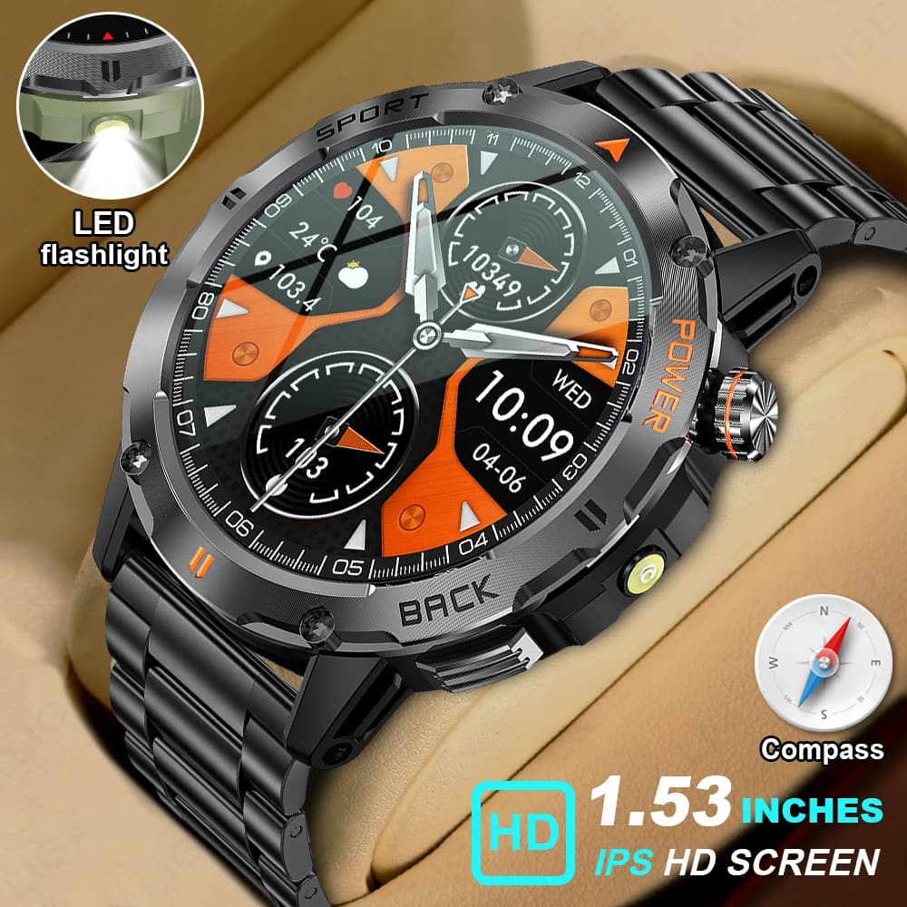 LIGE Smart Watch Men's Watch Sport Health Tracker 400 mAh Battery Torch Compass Water Resistant Bluetooth Smartwatch