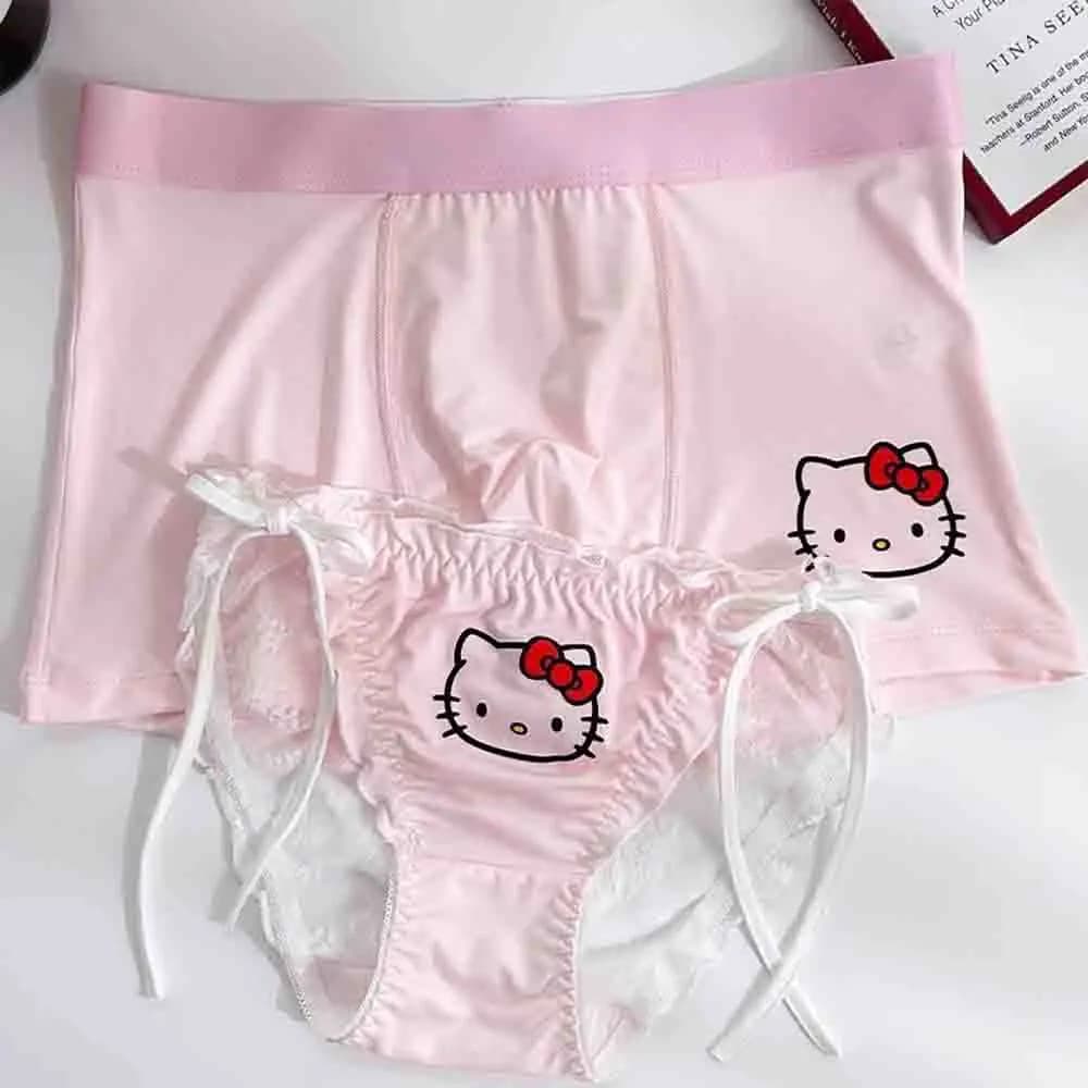 Intimo Hello Kitty per uomo e donna, intimo sexy in pizzo, vita bassa, comodo, alla moda, per coppie, dolce, anime, pantaloni a triangolo, regalo