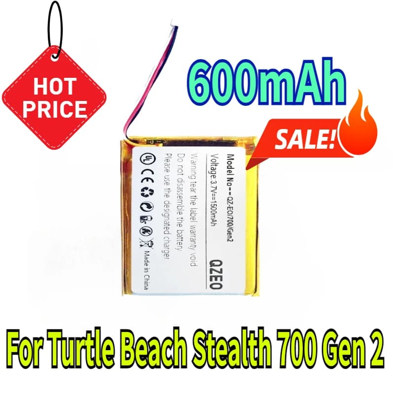 600 mAh Replacement Headphone Battery for Turtle Beach Stealth 700 Gen 2